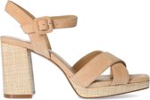 Manfield - Dames - Beige suède sandalen met hak - Maat 36