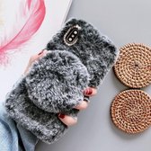 iPhone 11 Hoesje Zwart Fluffy Case met Spiegel