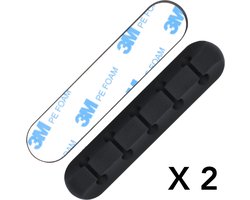Merkloos 2x Kabel Organiser Zwart - 2x kabel clips voor 5 kabels - Zelfklevende kabelclips - Kabelklem - Kabelhouder - Kabelgoot - Houder - Kabel management