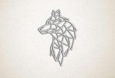 Line Art - Wolf 3 - XS - 30x21cm - Wit - geometrische wanddecoratie