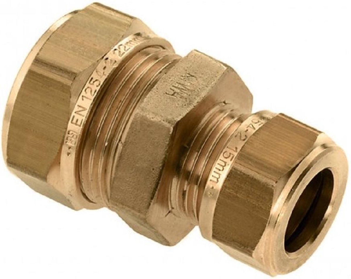 Bonfix messing knelfitting verloop 35mmx22mm recht FF