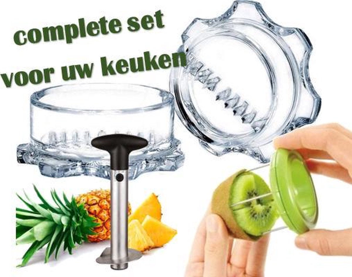 voordelige keukenset | knoflookpers + ananas snijder + kiwi snijder - set prijs|inclusief Knoflookpeller - Knoflookschiller