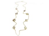 lange zilveren collier halsketting halssnoer geelgoud verguld Model Blossom met parelmoerkleurige stenen