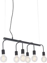 QAZQA facile - Moderne Hanglamp voor boven de eettafel | in eetkamer - 6 lichts - L 1000 mm - Zwart - Woonkamer | Slaapkamer | Keuken
