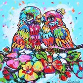 Diamond Painting Set Volwassenen - 50 x 50 cm - Verliefde Vogels - Vierkante Steentjes