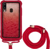 Backcover Shockproof - Hoesje met Koord - 3D PC - Telefoonhoesje voor Samsung A60 - Rood