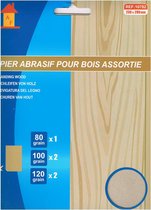 papier abrasif pour bois assortie/ sanding wood/ schuren van hout/ 230x280 mm/ 80x3/100x6/120x62