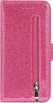 ADEL Kunstleren Book Case Pasjes Portemonnee Hoesje Geschikt voor Samsung Galaxy A41 - Bling Bling Glitter Roze