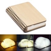 Draagbare 3 kleuren 3d creatieve led, voor boek nachtlampje - houten 5v usb oplaadbare magnetische opvouwbare bureau tafellamp [ahorn wit/l 21,5x17x2,5cm]