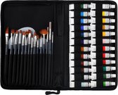 H&B® Professionele 41-Delige Acrylverf- en Penselen Set incl. Verfpalet – Acrylverfen – Penselen – Verfkwasten – Acrylverfen – Schilderen