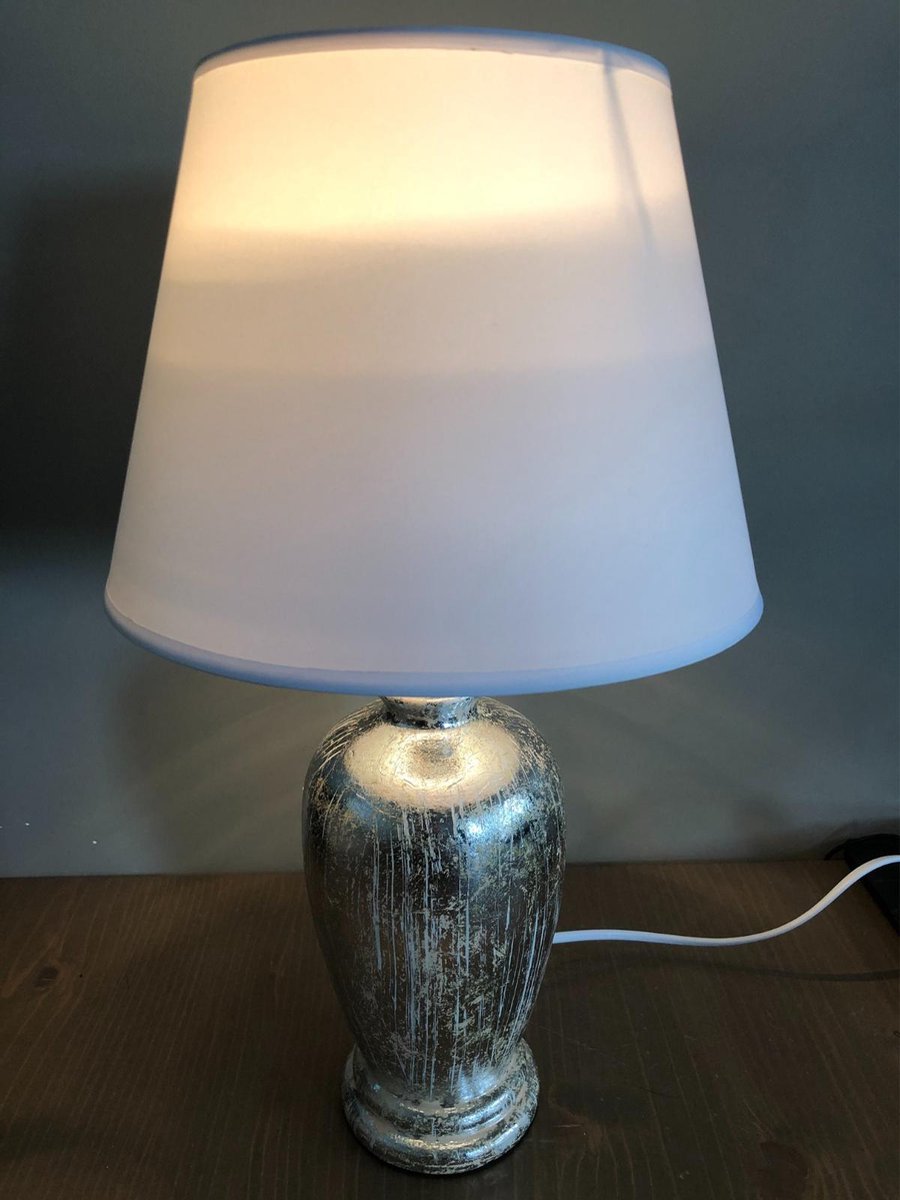 Tafellamp Segura zilver/crème 41cm - decoratie - sfeer - verlichting -  tafel - lamp -... | bol.com