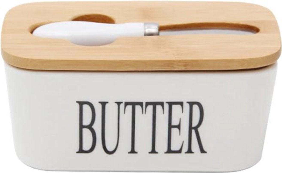 Butter Bell Keramische Botervloot Met Deksel - Watergekoeld - Ideaal Voor Het Bewaren Van Verse Kant En Klare Boter Wit Watergekoelde Boter