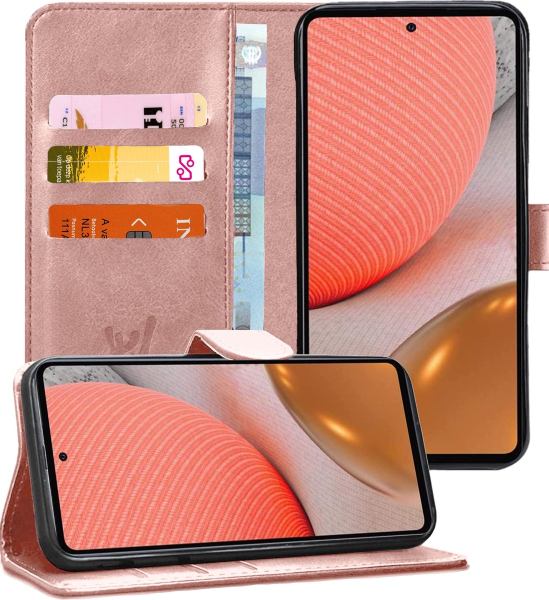 Hoesje geschikt voor Samsung Galaxy A72 - Book Case Kunstleer Wallet - Roségoud