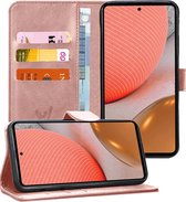 Samsung Galaxy A72 Hoesje - Book Case Leer Wallet - Roségoud