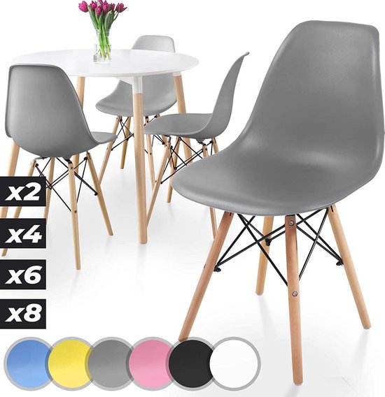 Pippa Design eetkamerstoel - grijs - set van 4