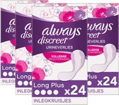 Bandage d'incontinence Always Discreet Long Plus pour la perte urinaire - Pack Protège-slips 4 x 24 pièces - Protège - slips
