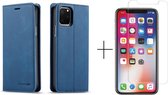 Apple iPhone 11 Telefoonhoesje | Hoogwaardig Leren Bookcase | Portemonnee | Blauw + 1x screenprotector