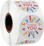 Stickers "Thank you" - Bedrijfs stickers - Hobby Stickers - 500 stuks op rol - 25mm - Wit Multi-Colour