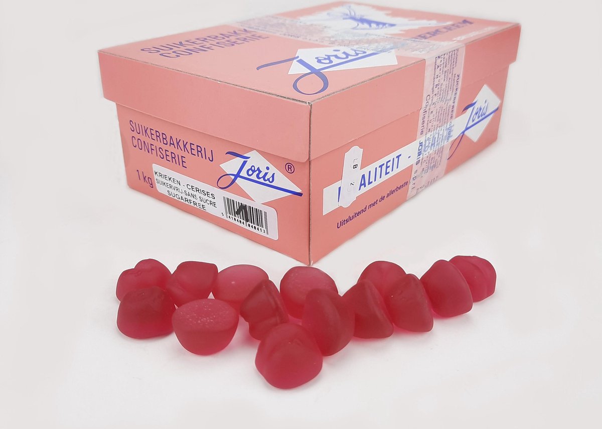 Joris Krieken Suikervrij - Snoep - 1kg - Rood - Fruit - Zacht