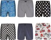 MG-1 Wijde Boxershorts Heren 6-Pack Multipack D627 met Prints - Maat  XXL - Losse boxershort heren