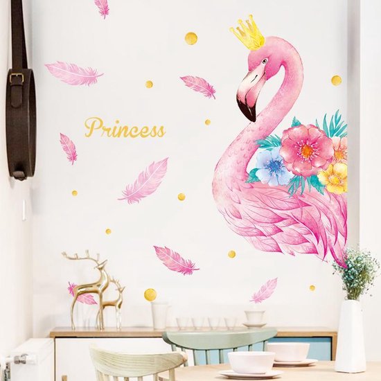 Sticker Muursticker Chambre d'enfants | Décoration murale Chambre de bébé | Décoration Garçons & Filles | Autocollants 3D | Flamant rose