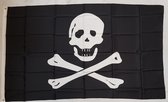 Piratenvlag 2LIF, afmeting 90 x 150cm, met ringen voor bevestiging aan één zijde.