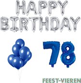 78 jaar Verjaardag Versiering Ballon Pakket Blauw & Zilver