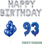 93 jaar Verjaardag Versiering Ballon Pakket Blauw & Zilver
