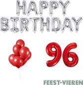 96 jaar Verjaardag Versiering Ballon Pakket Rood & Zilver