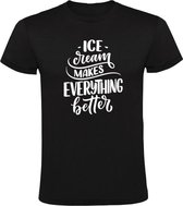 Icecream makes everything better Heren t-shirt | ijs | softijs | possitive thinking | good vibes | grappig | cadeau | Zwart
