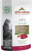 Almo Nature HFC Natural Natvoer voor Katten - Glutenvrij - 24 x 55 gram - Tonijn & Kip - 24 x 55 gram