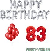 83 jaar Verjaardag Versiering Ballon Pakket Rood & Zilver