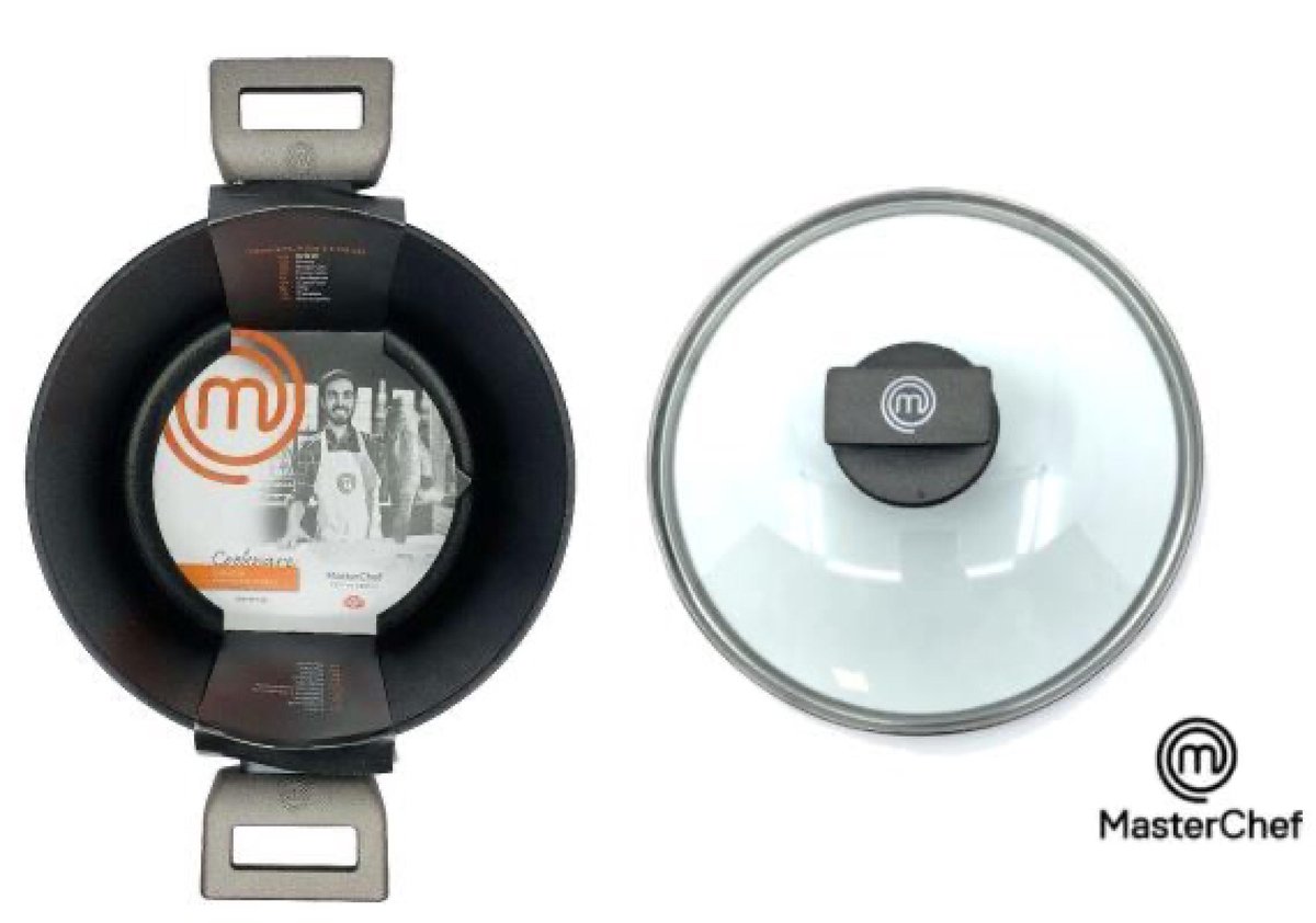 MasterChef Anti-aanbakpan 28 cm voor inductiekookplaat, gas-, halogeen- en keramische kachels, Zwitsers ontworpen voor gelijkmatige warmteverdeling, krasbestendig, vaatwasmachinebestendig, aluminium