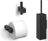 Mawialux 3-delig toiletaccessoire set - Vierkant - Mat zwart - S3MZ