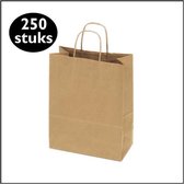 250 papieren draagtassen | Kraft tassen | Papieren tassen | 24x12x31cm | A4 | doos van 250 stuks