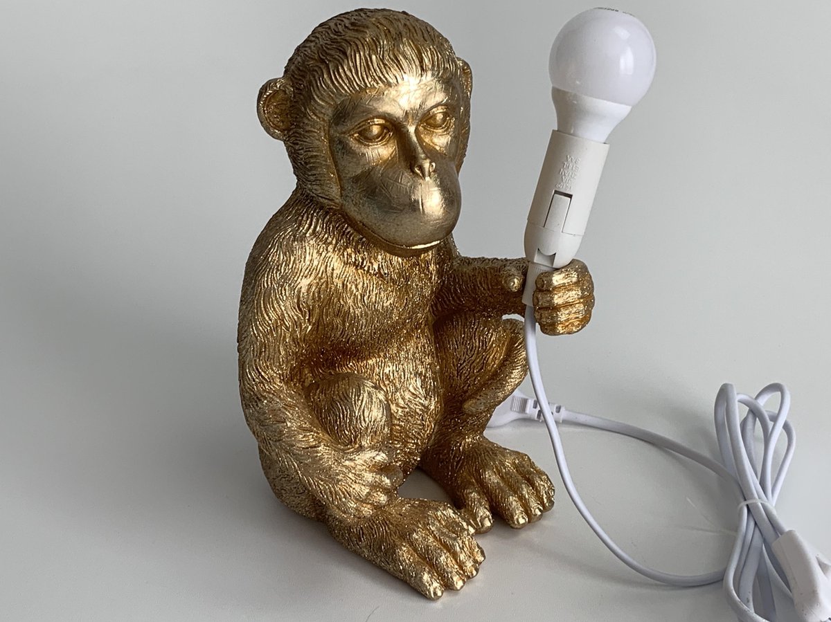 Gouden aap met lampje 26 x 15 x 15 cm | bol.com