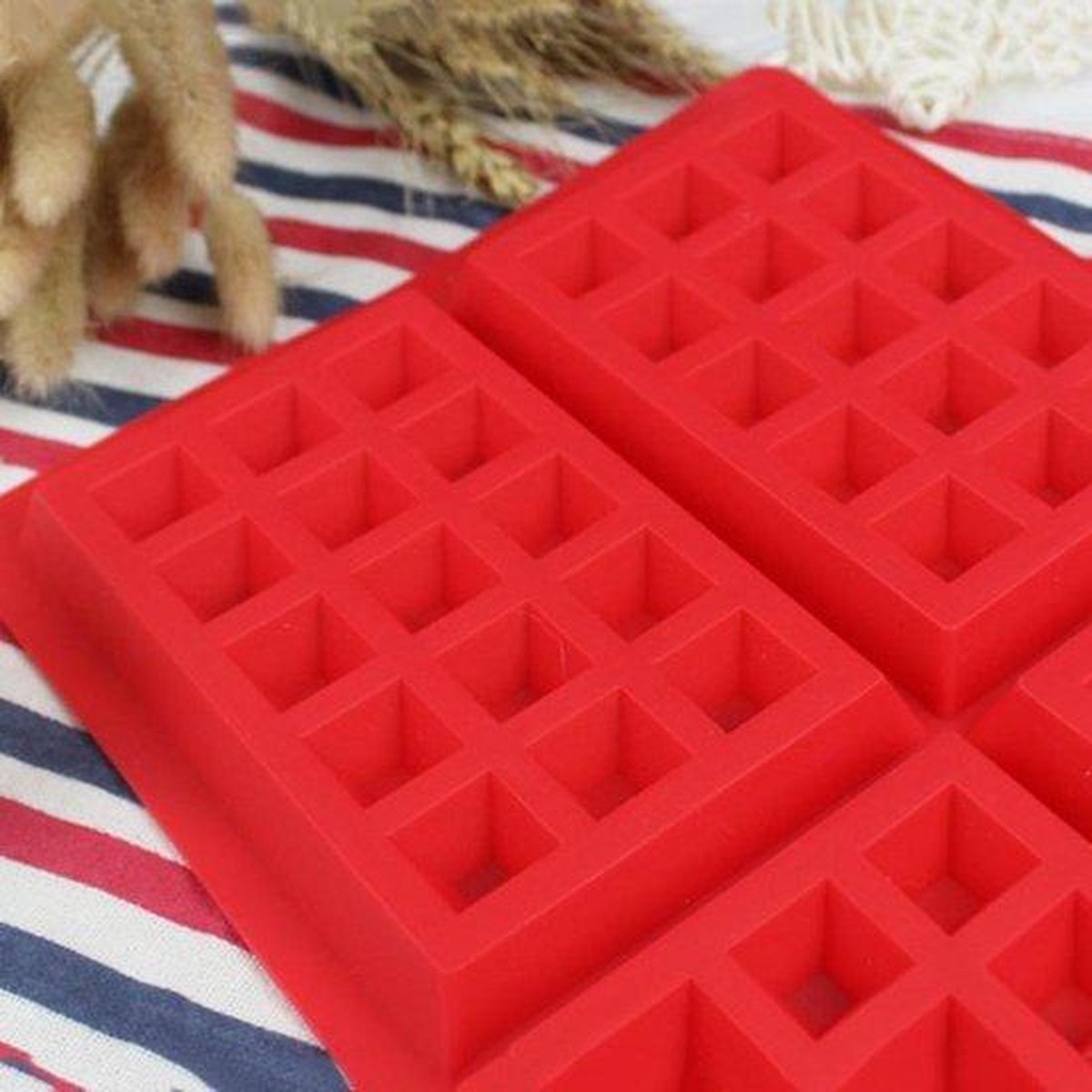 Wafel bakvorm siliconen rood