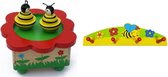 Playwood - Houten muziekdoos dansende bijen en een Kinderkapstok Bij U krijgt 2 artikelen geleverd voor de prijs van 1