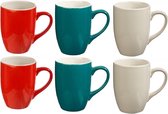 Secret de Gourmet, Grote koffie mokken, rood, groen, wit, 360 ml, 6 stuks