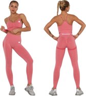 Peachy® Sportlegging dames met Top - Sportkleding - Sportbroek - Sportshirt - Sportoutfit - Sporttop - Yoga - Fitness set - Scrunch Butt - Dames Legging - Fashion legging - Broeken