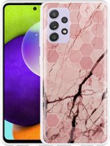 Hoesje Geschikt voor Samsung Galaxy A52 Pink Marble