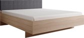 Tweepersoonsbed Rosemary - Licht eiken - Grijs - 160x200 cm