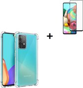Samsung Galaxy A72 Hoesje - Samsung Galaxy A72 Screenprotector - Tempered Glass - Samsung Hoesje Transparant Shock Proof + Full Tempered Glass