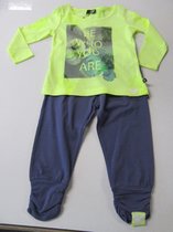 rumbl , kledingset , meisje , jogging , tshirt lm geel , broek blauw ,  104 / 110