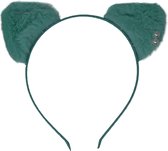 Jessidress Haarband Haar diadeem met katten oren en parels - Groen