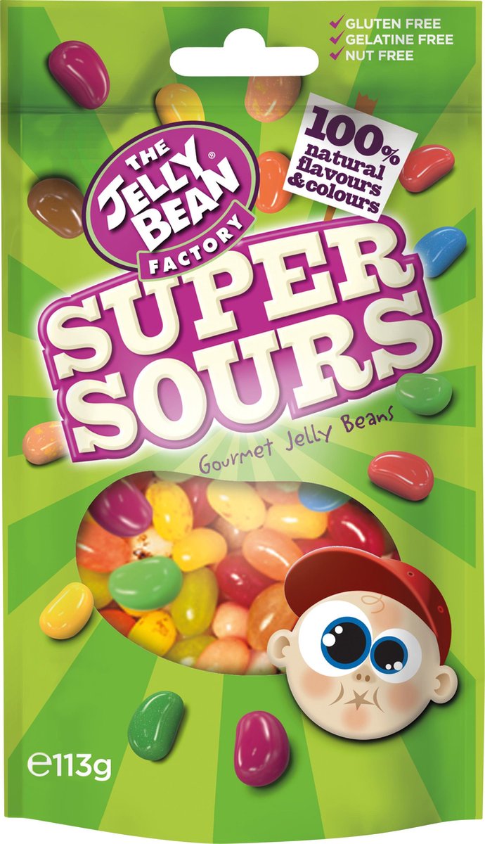 The Jelly Bean Factory 12 stazakken à 113g mix van zure jelly beans