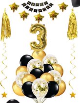 3 jaar verjaardag feest pakket Versiering Ballonnen voor feest 3 jaar. Ballonnen slingers sterren opblaasbaar cijfer 3.