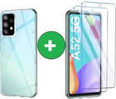 Samsung A52 4G / 5G Hoesje | Siliconen Hoesje Transparant | Inclusief 2 stuks Screenprotector | Samsung A52 Hoesje | Samsung A52 Screenprotector | Screenprotector Samsung A52 | Siliconen Hoes