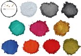 PNCreations Pigmentpoeder Super Color Mix | Kleurpoeder | 10 Kleuren | 3 Gram per Kleur | Epoxy | Zeep Maken | Mica Kleurpigment | Giethars | Verf Mixen