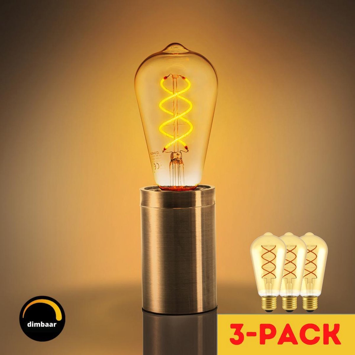 Proventa LED Filament lamp E27 ⌀ 64 mm Dimbaar Warm wit